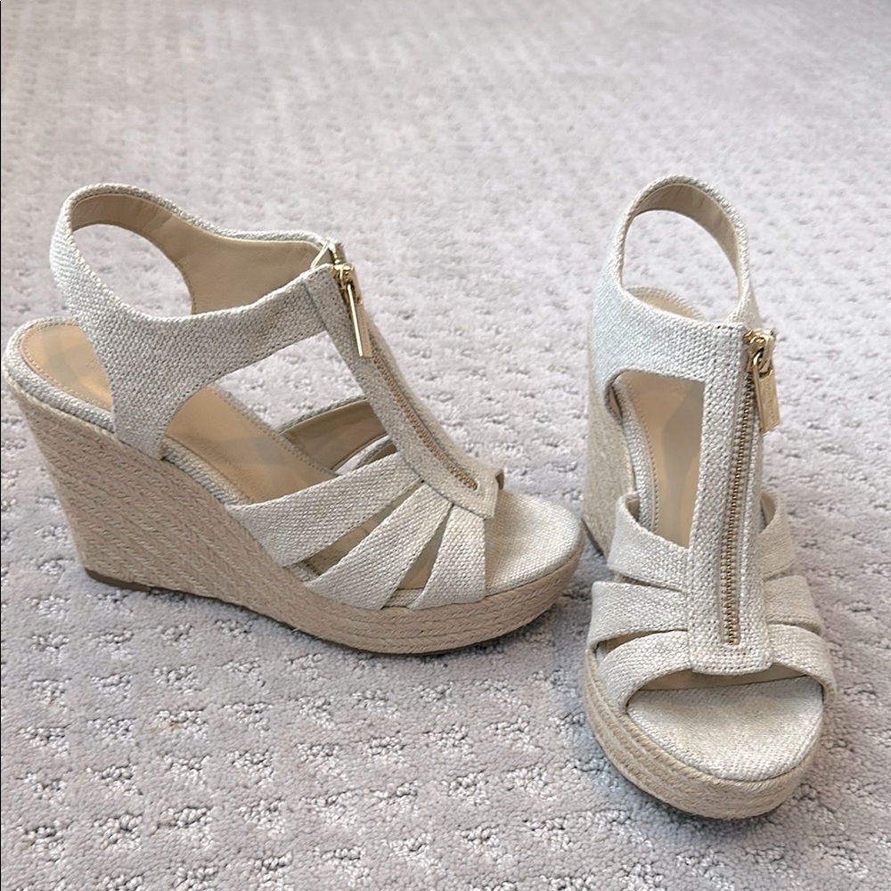 Michael Kors Neutral Wedge Sandals